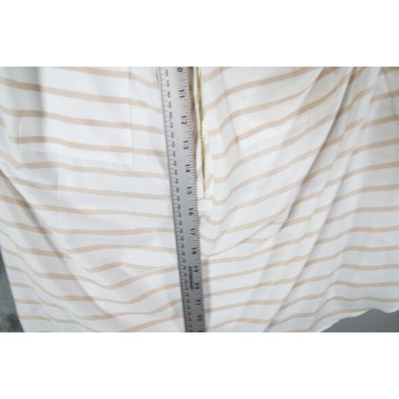 Calvin Klein White Beige Striped Zip Tunic Blouse XL Gently Used - Picture 7 of 7